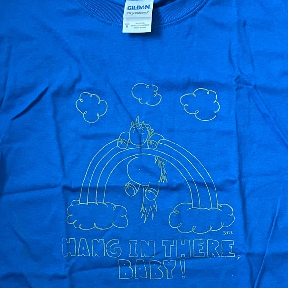 Unicorn “Hang In There Baby!” Blue Tee - Youth M - Picture 2 of 5